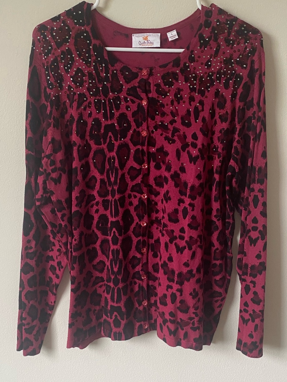 Quacker Factory Leopard Print Button Down Cardigan